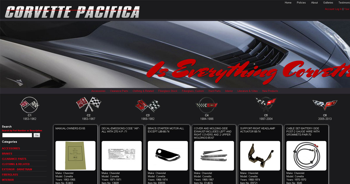 Corvette Pacifica Corvette Parts Accessories Store