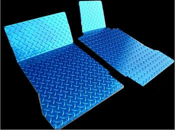 Corvette Mat Set Floor Diamond Plate Polished Aluminum Blue Pair