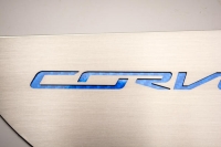 E21776 Door Guard-Brushed-Stainless Steel-W/ Carbon Fiber Corvette Script-7 Colors-Pair-14-17